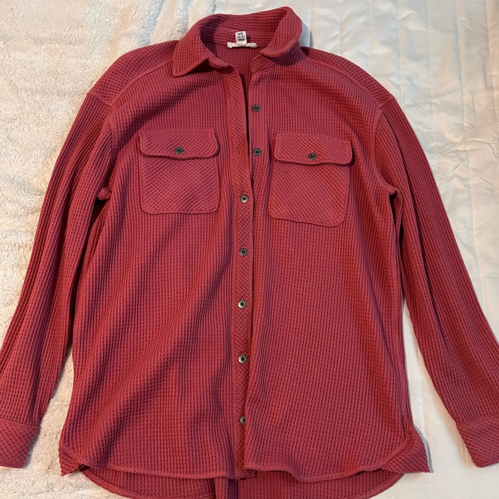 beachlunchlounge Red Button Down Shirt